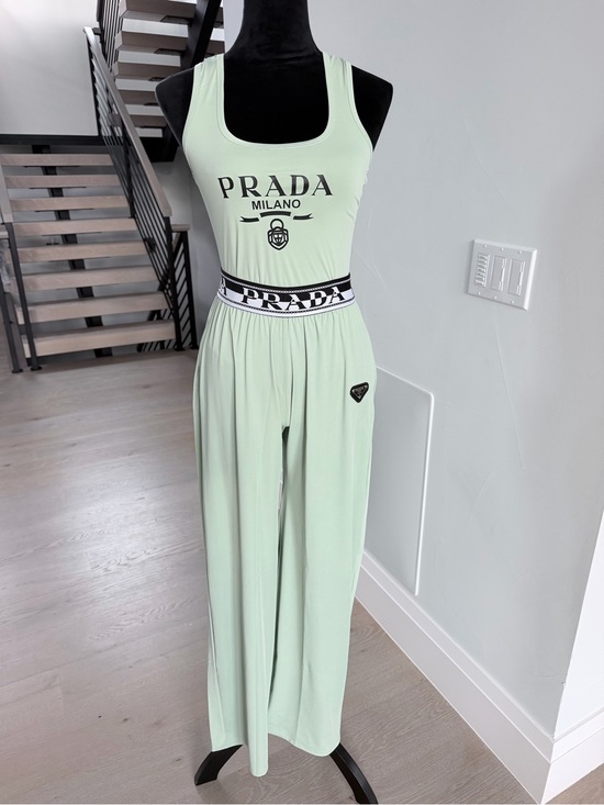 Prada Pants - Prada Milano Mint Green Tank top with Wide Leg Matching pats with pockets size S